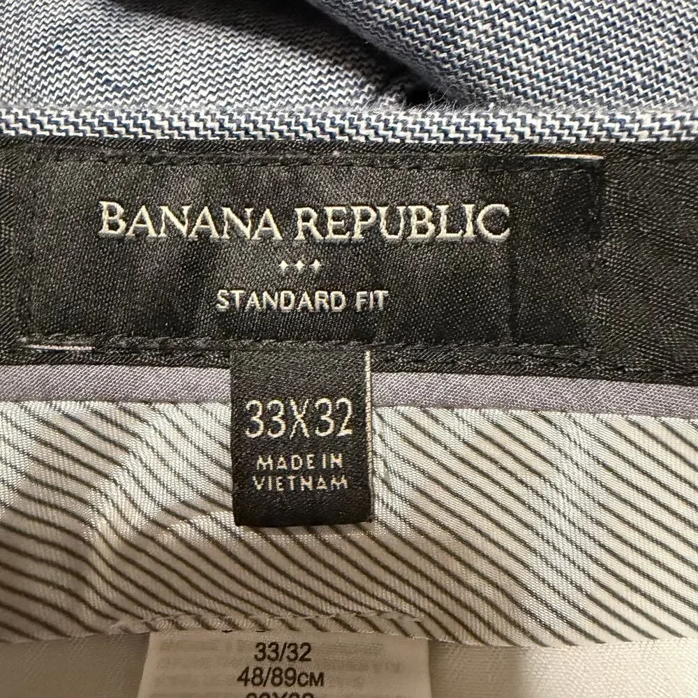 Banana Republic Pants Mens 33x32 Blue Standard Fit Linen Blend Trousers
